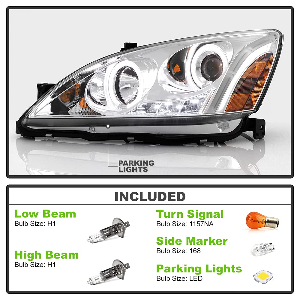 For 2003-2007 Honda Accord LED Projector Headlights, Driver & Passenger Side H446