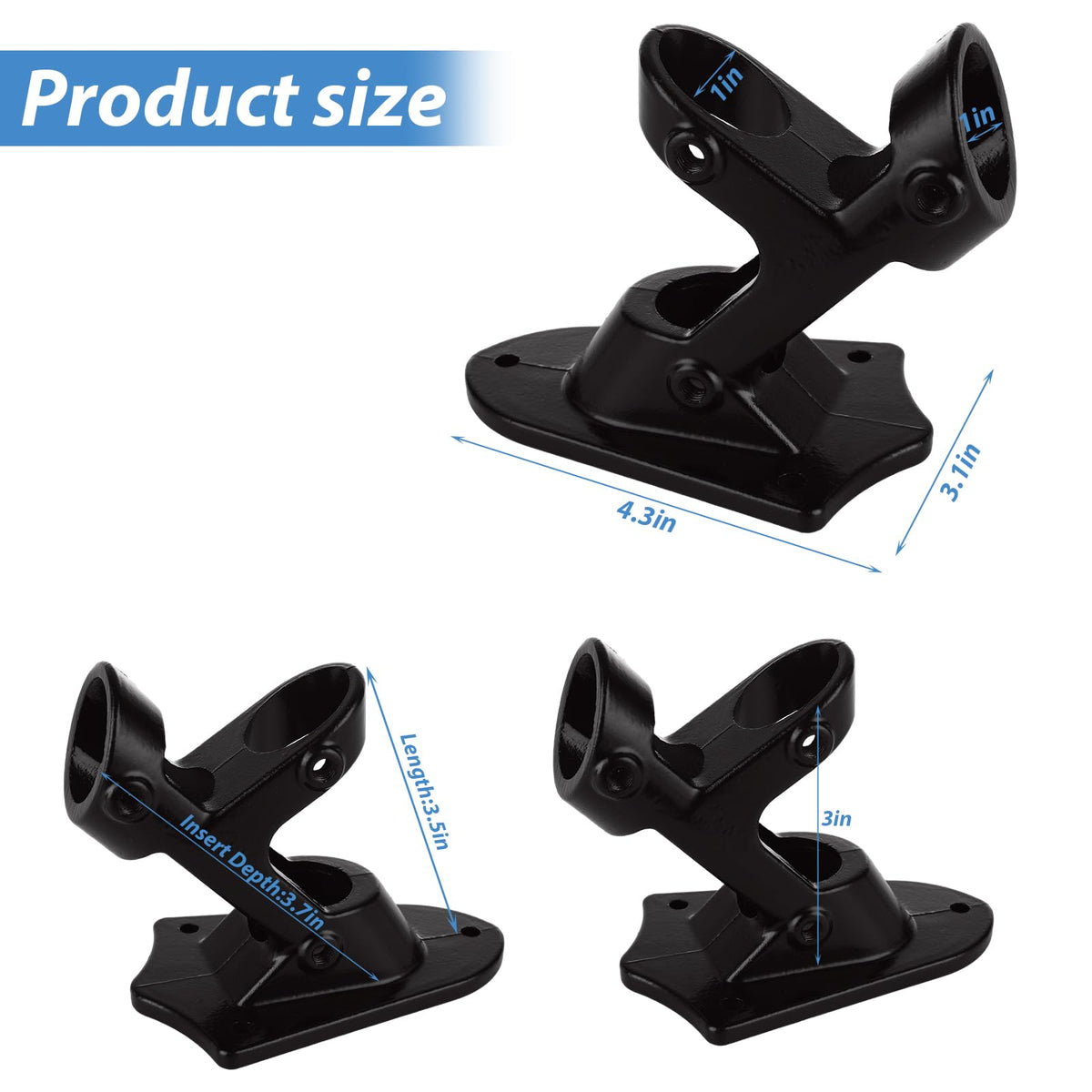 4 Pack Aluminum Flag Pole Holder Brackets 1 inch G868270