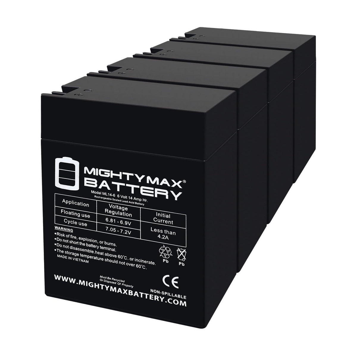 6V 14Ah AGM Replacement Battery 4 Pack I4570
