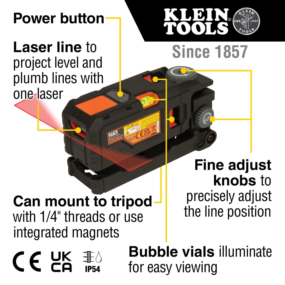 Magnetic Pocket Laser Level with 3 Bubble Vials B883