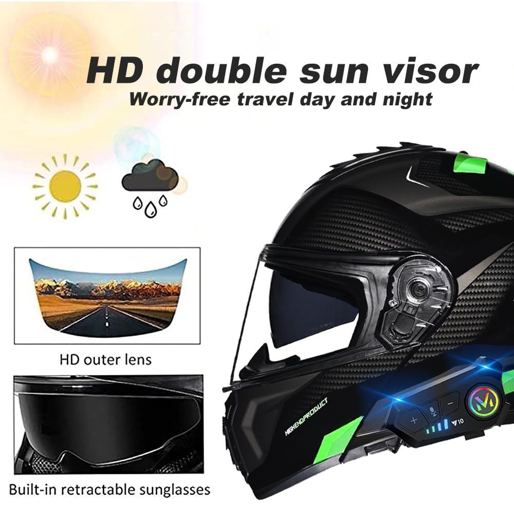 DOT Approved Flip Up Full Face Dual Visor Modular Motorcycle Helmet C748338