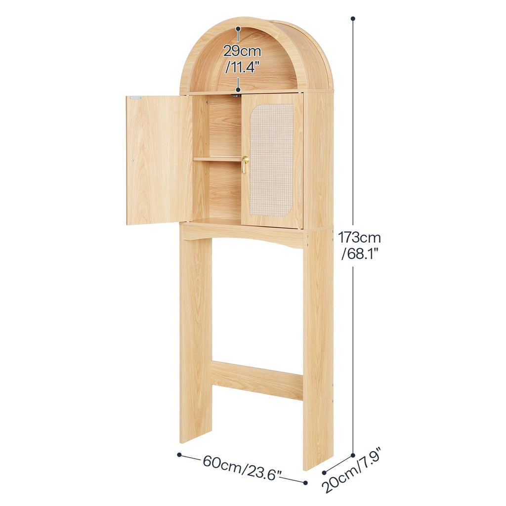 Arched Rattan Over the Toilet Storage Cabinet with Doors S166922