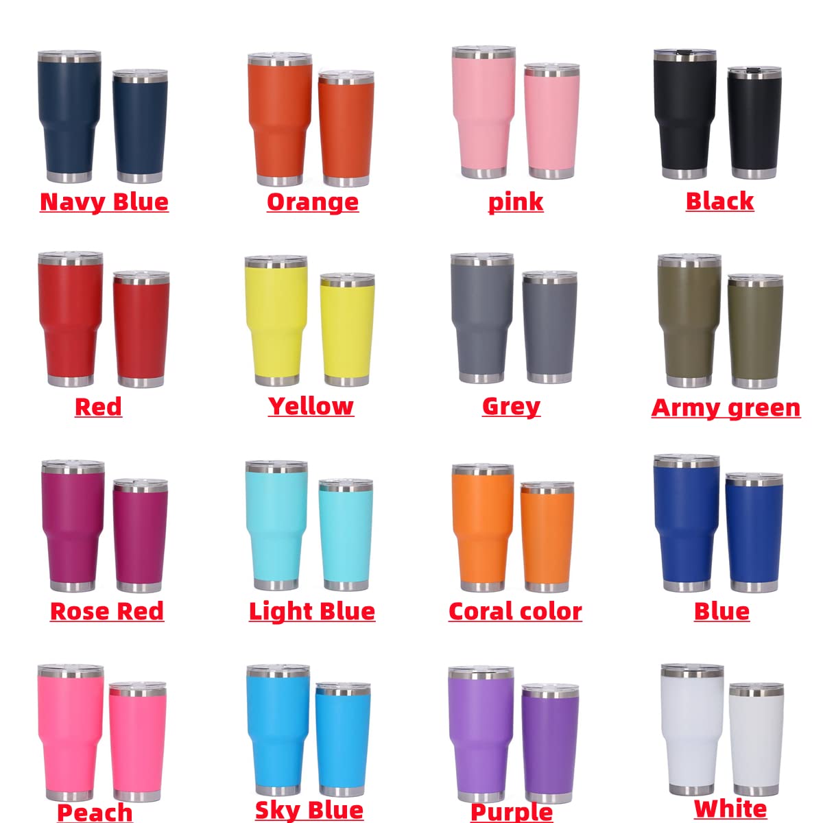 20oz/30oz Stainless Steel Tumbler with Lid & Straw K167