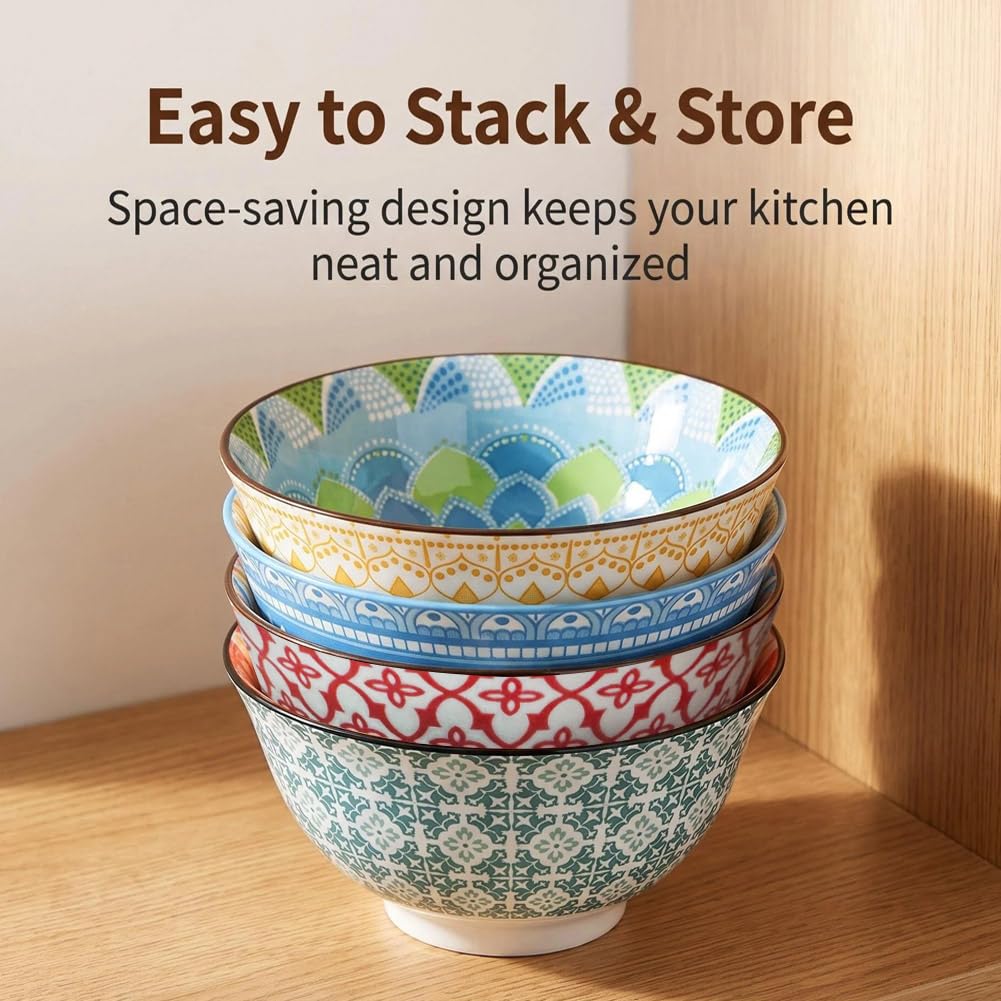 Bohemian Ceramic Cereal/Soup Bowls Set of 4 N8315