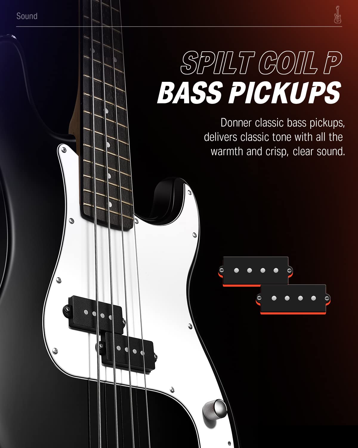 Electric Bass 4 Strings Full-Size Guitar Kit PB-Style Black G8684