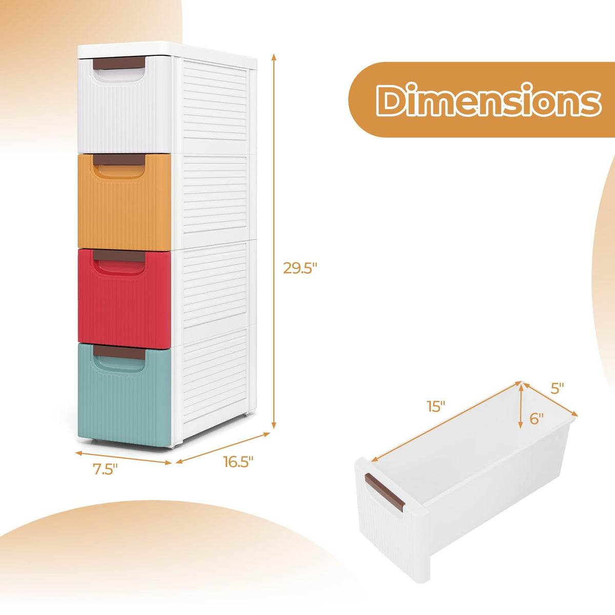 Multicolor 4 Drawer Narrow Plastic Dresser F256348