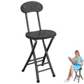 18 Inch Portable Folding Stool with Back Support and Footrest L781183