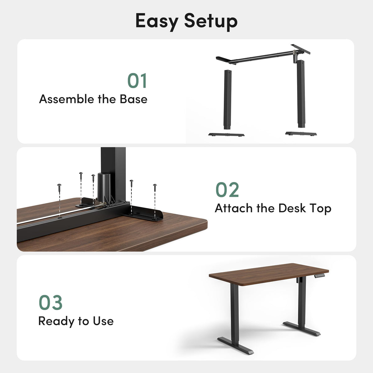 48 x 24 Black Walnut Adjustable Standing Desk H4820