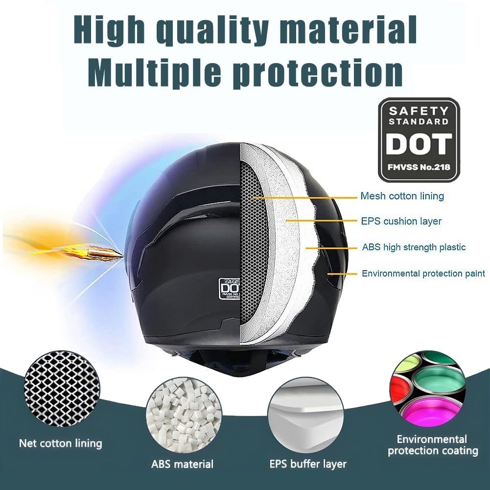 DOT Approved Flip Up Full Face Dual Visor Modular Motorcycle Helmet C748338