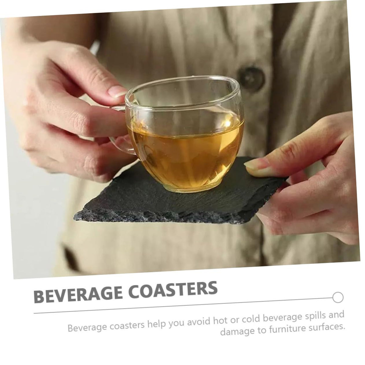 Black 12pcs Natural Stone Coasters G8979