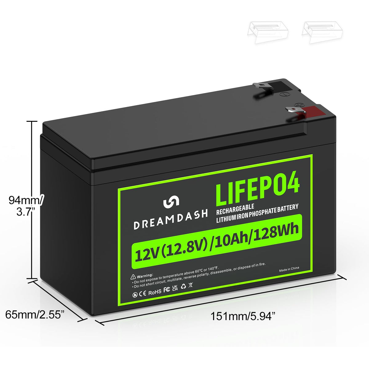 12V 10Ah LiFePO4 Lithium Battery O350176