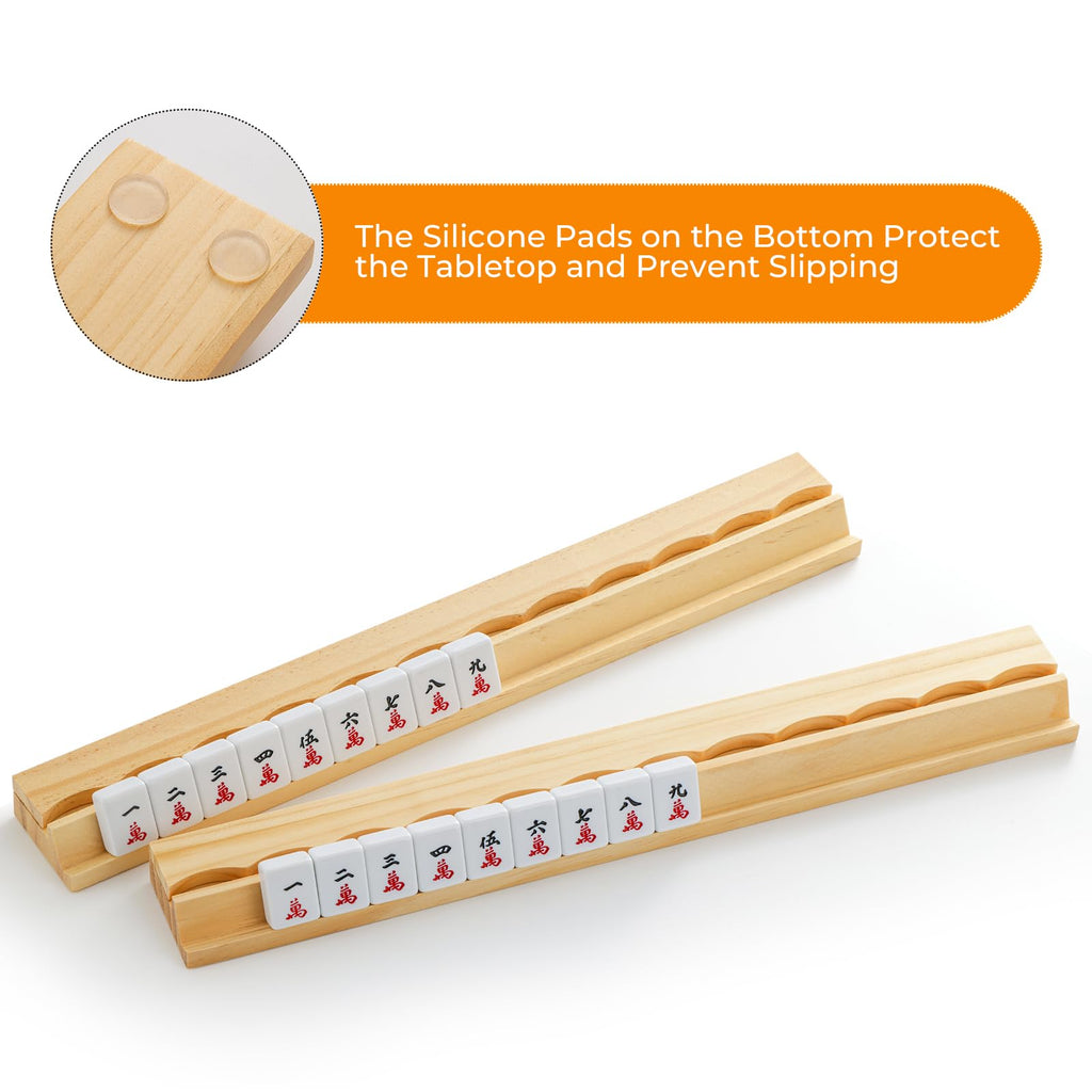 Wooden Mahjong Racks with Magnetic Pushers Set of 4 V43061