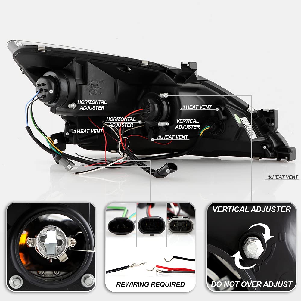 For 2003-2007 Honda Accord LED Projector Headlights, Driver & Passenger Side H446