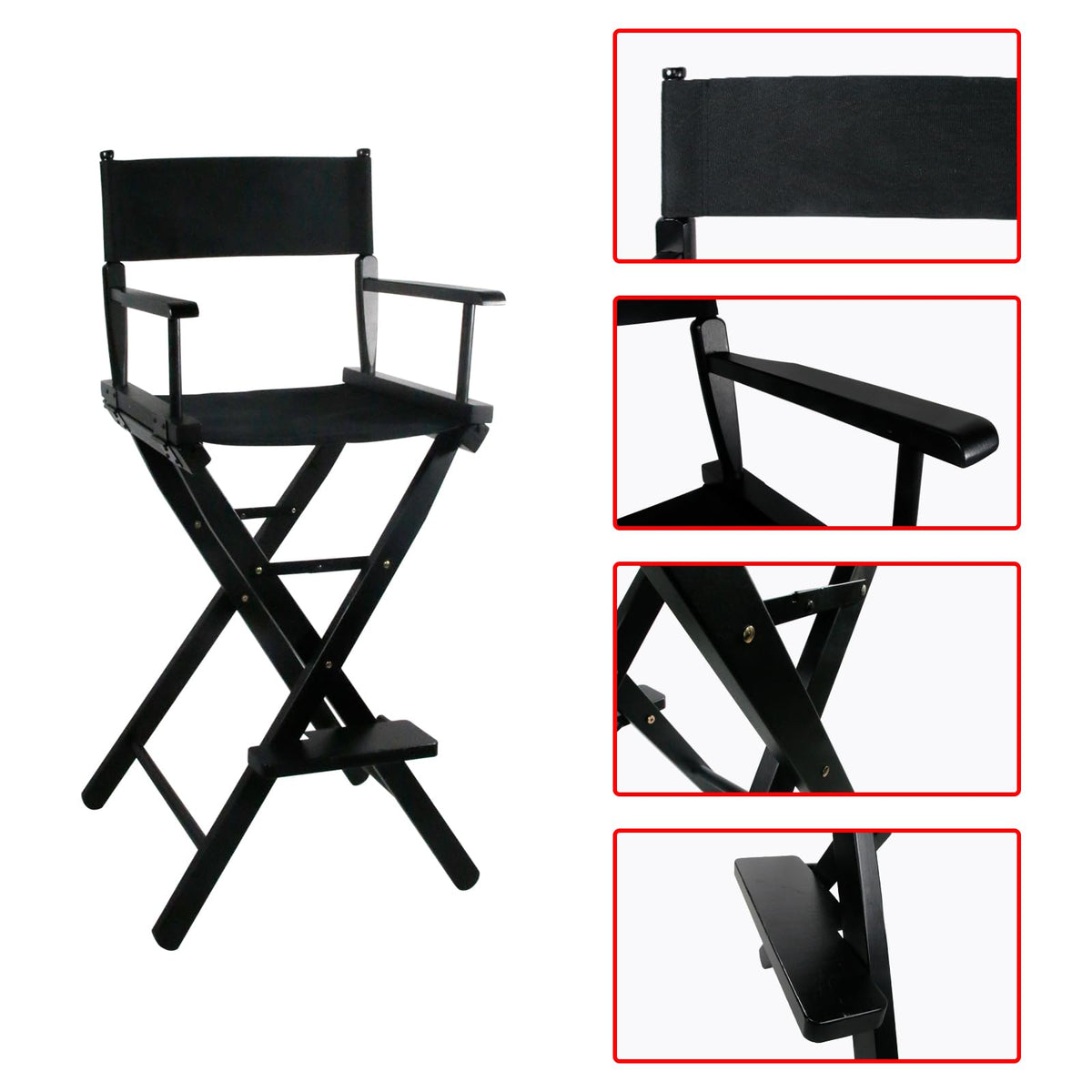 30 Inch Foldable Directors Chair with Footrest L4082