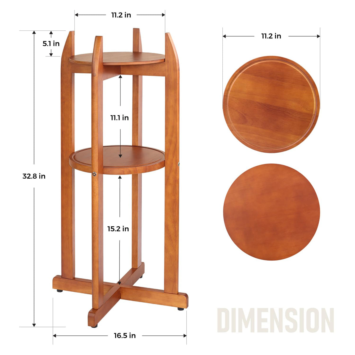 Solid Wood Water Dispenser Stand with 2 Shelves R14385