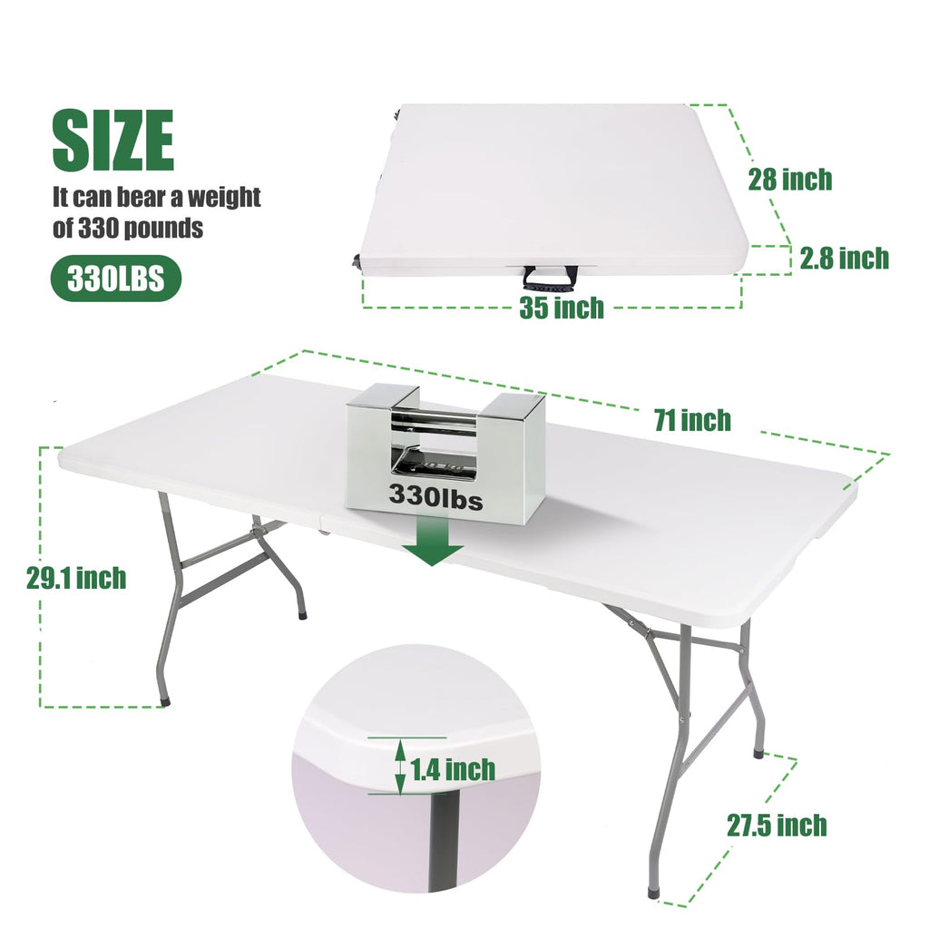 6FT Portable Folding Table with Black Tablecloth T822