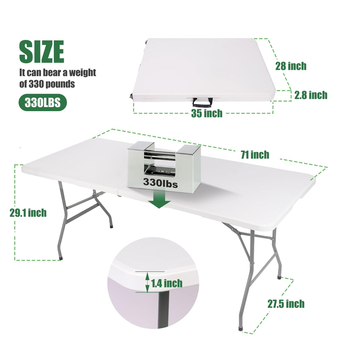 6FT Portable Folding Table with Black Tablecloth T822