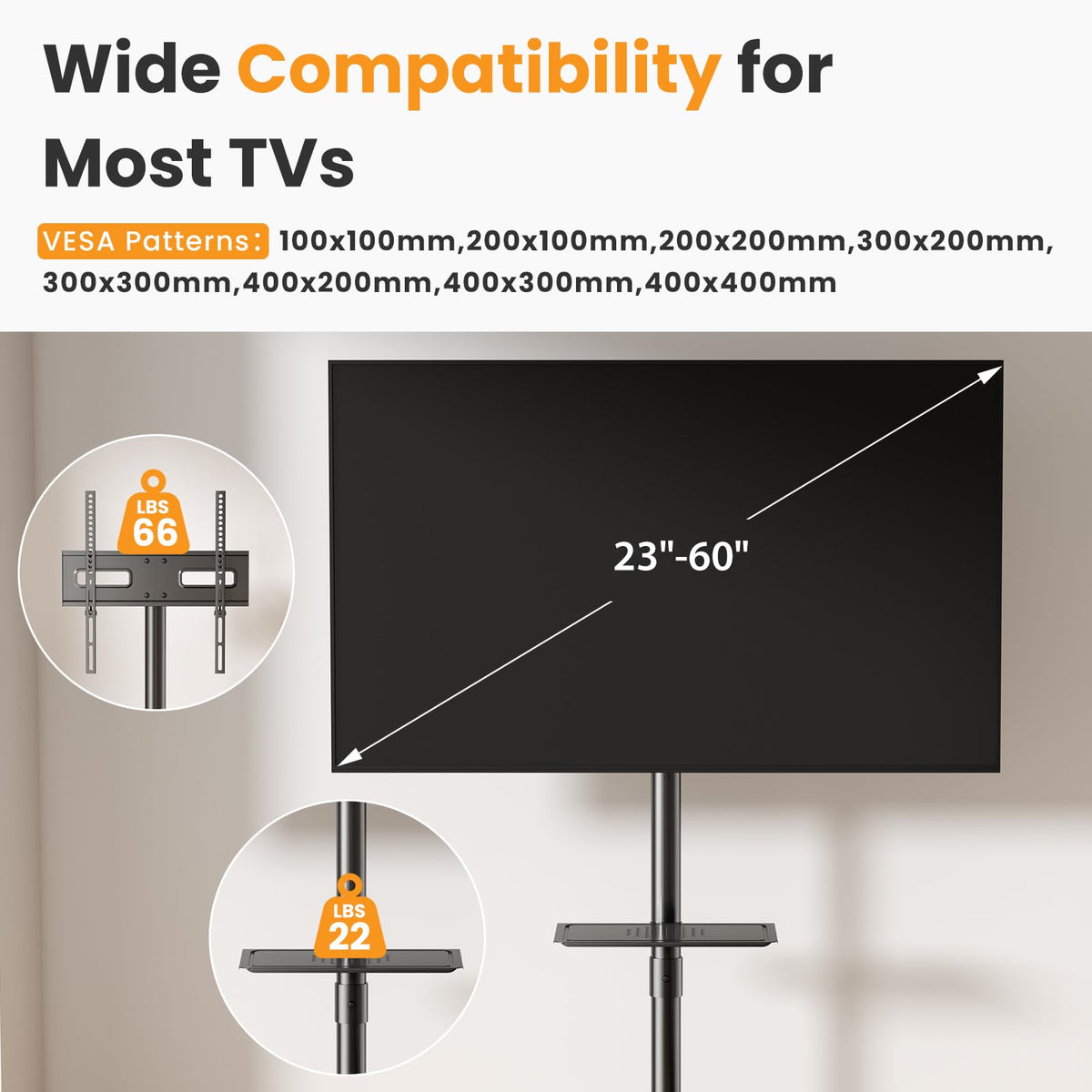 Rolling TV Stand with Wheels for 23-60 Inch F53577