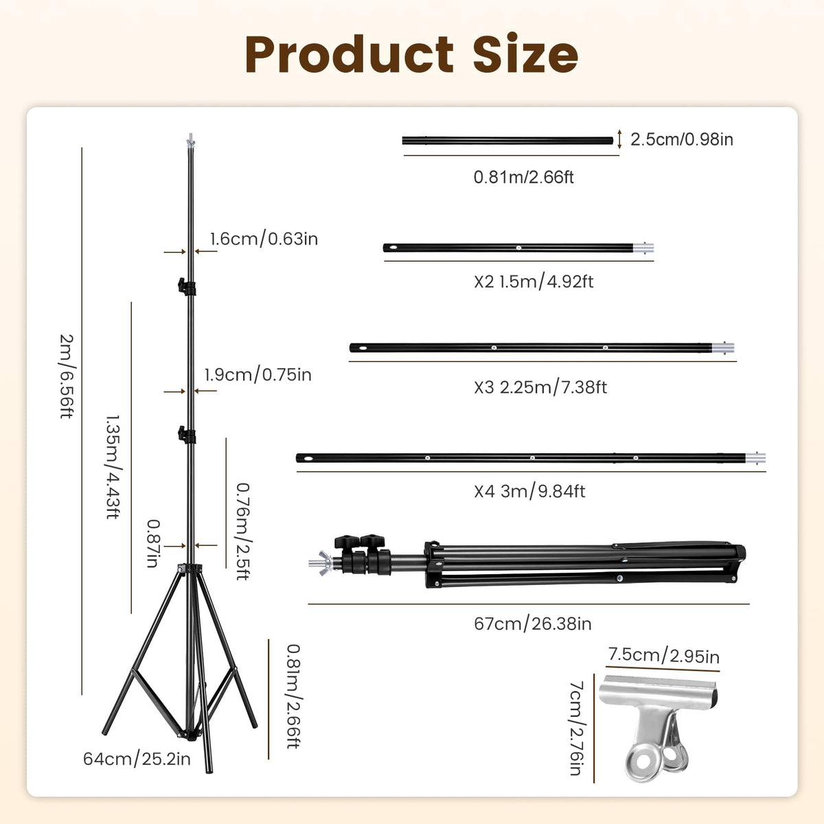 6.5 x 10ft Backdrop Support Stand Kit S240