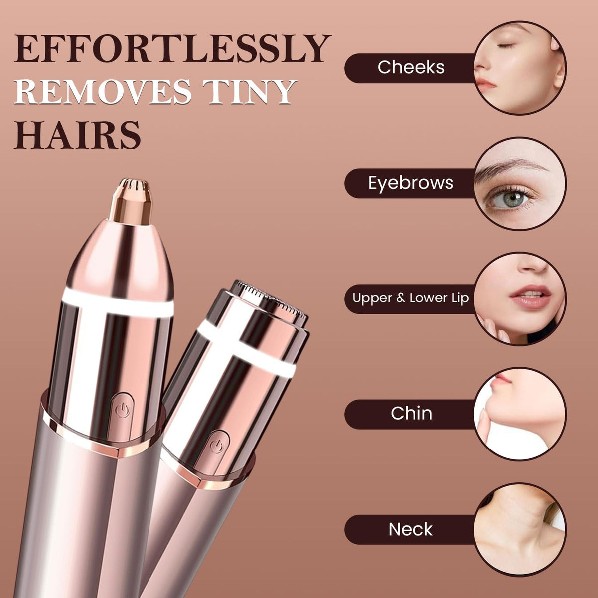 2 in1 Rechargeable Facial Hair Removal & Eyebrow Shaver with LED Light X182888