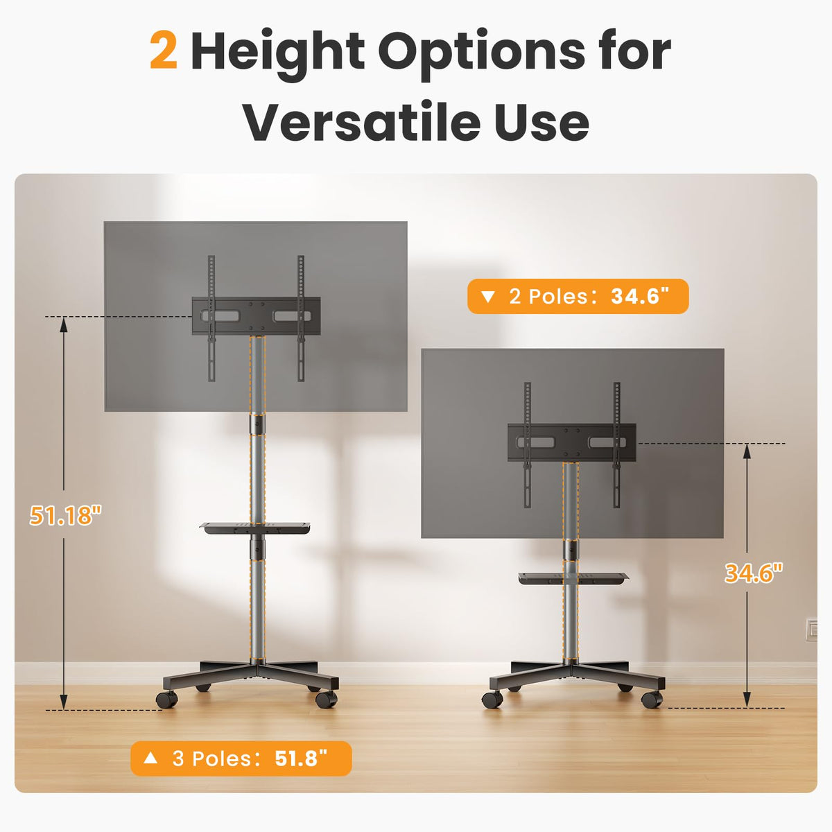 Rolling TV Stand with Wheels for 23-60 Inch F53577