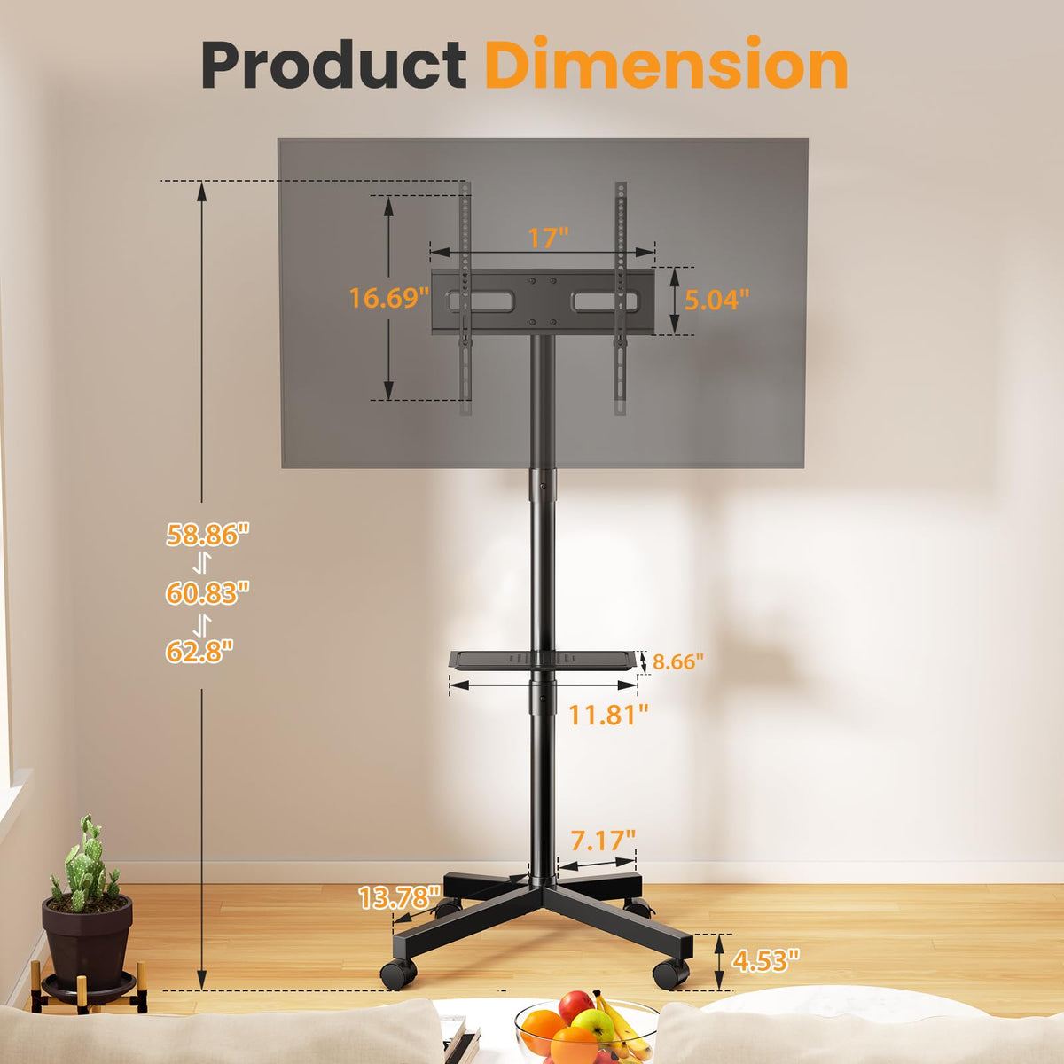 Rolling TV Stand with Wheels for 23-60 Inch F53577