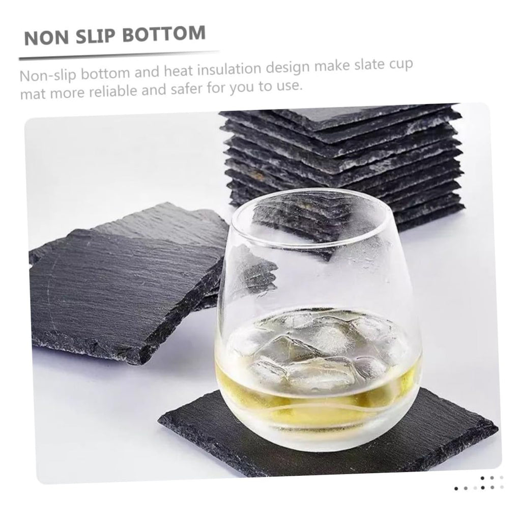 Black 12pcs Natural Stone Coasters G8979