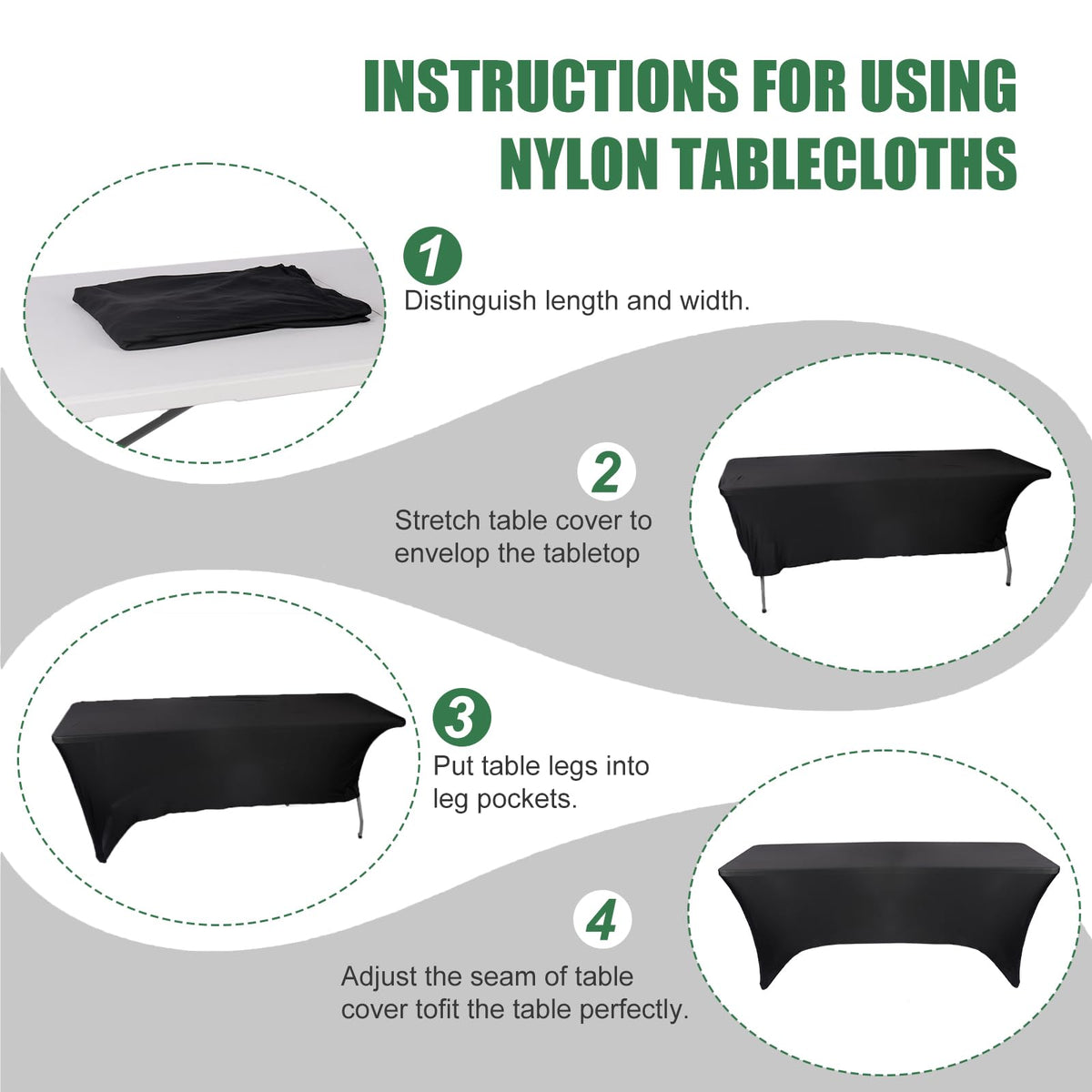 6FT Portable Folding Table with Black Tablecloth T822