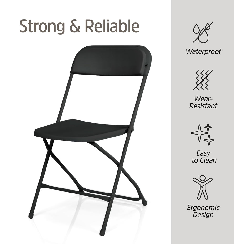 10 Pack Black Plastic Folding Chairs M683891
