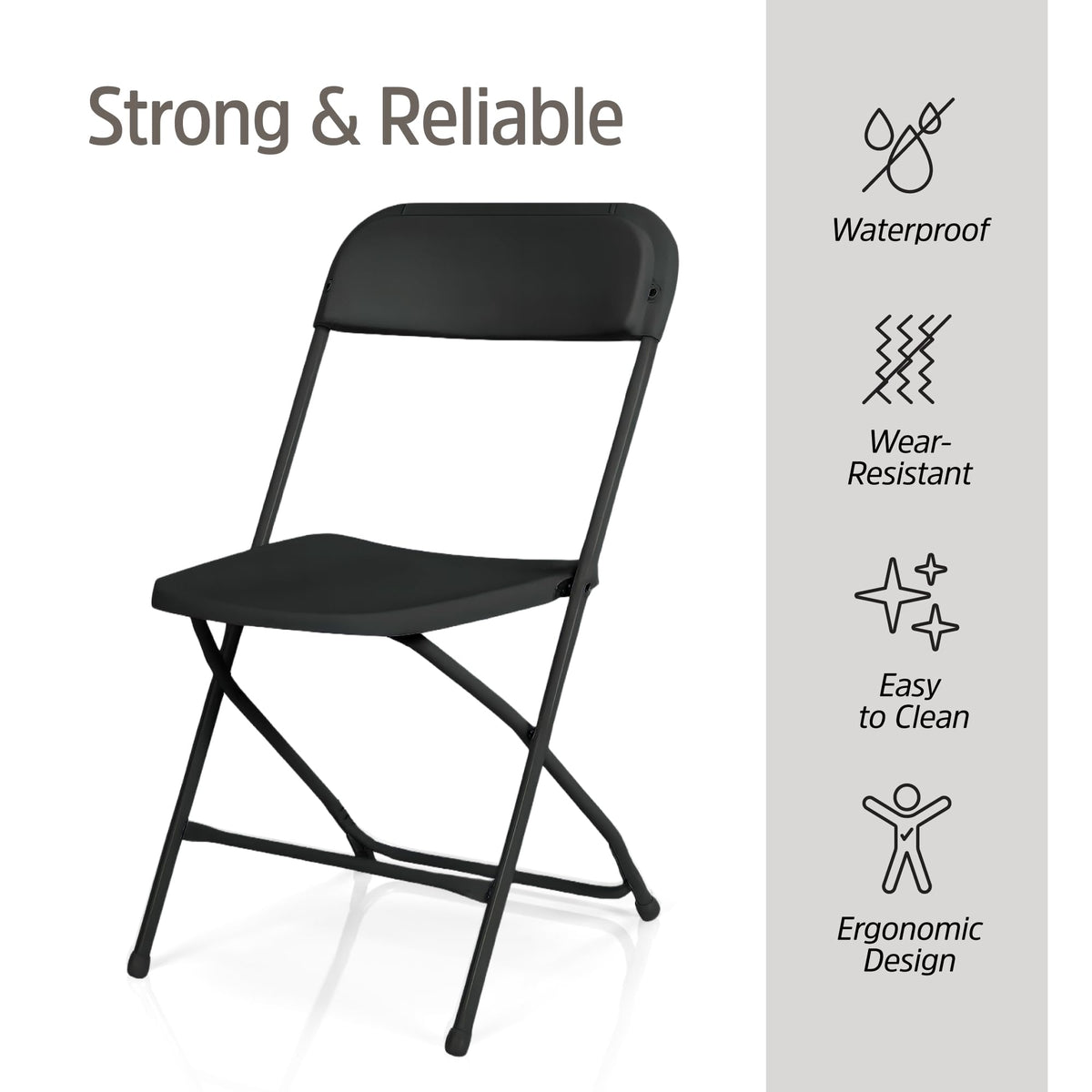 10 Pack Black Plastic Folding Chairs M683891