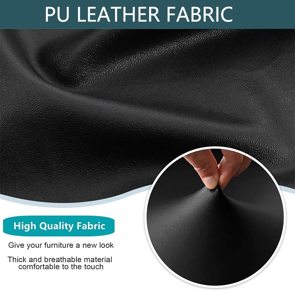 Black 4PCS Waterproof PU Leather Dining Chair Covers M395967