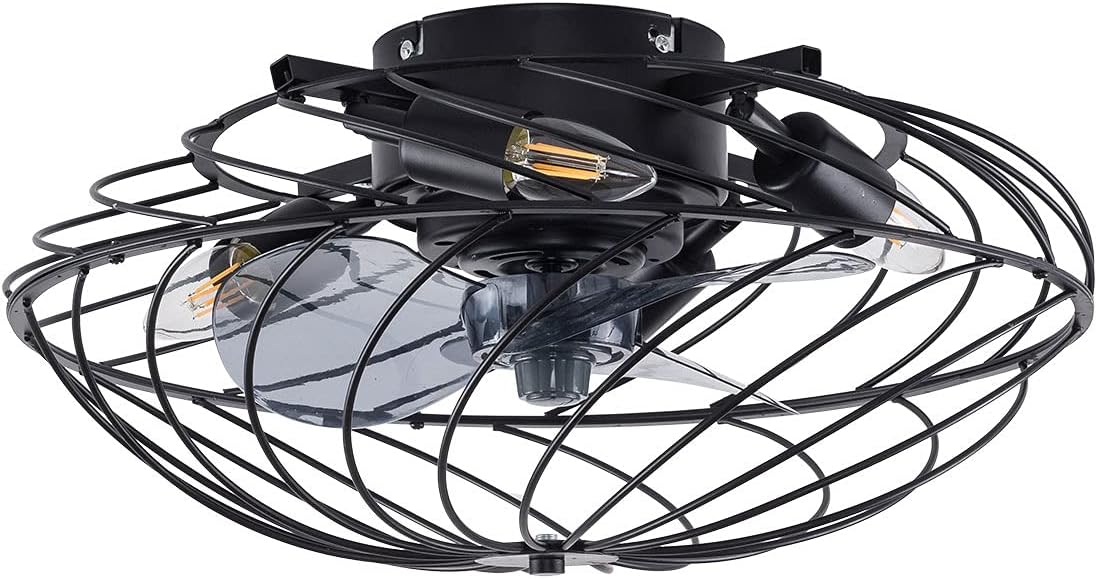 Black Enclosed Ceiling Fan with Light S512