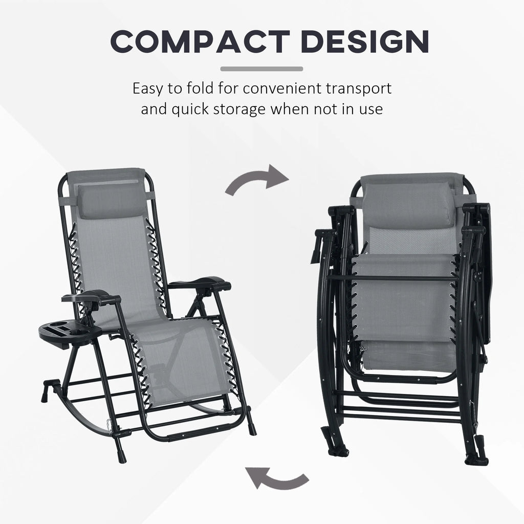 Set of 2 Gray Folding Zero Gravity Lounge Chairs U62937