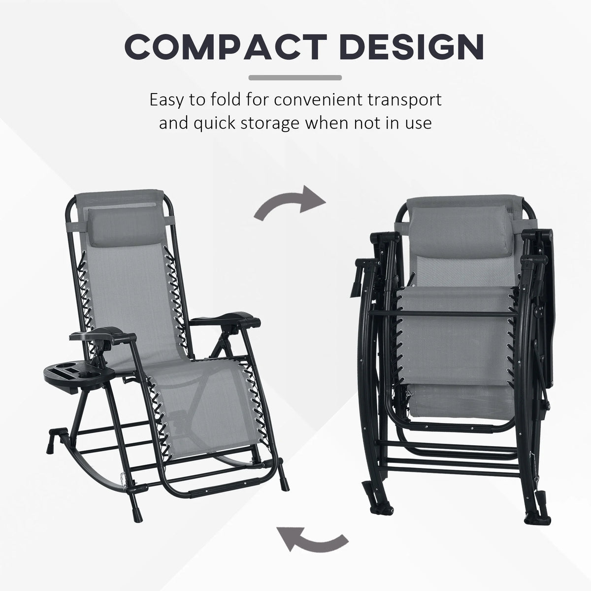 Set of 2 Gray Folding Zero Gravity Lounge Chairs U62937