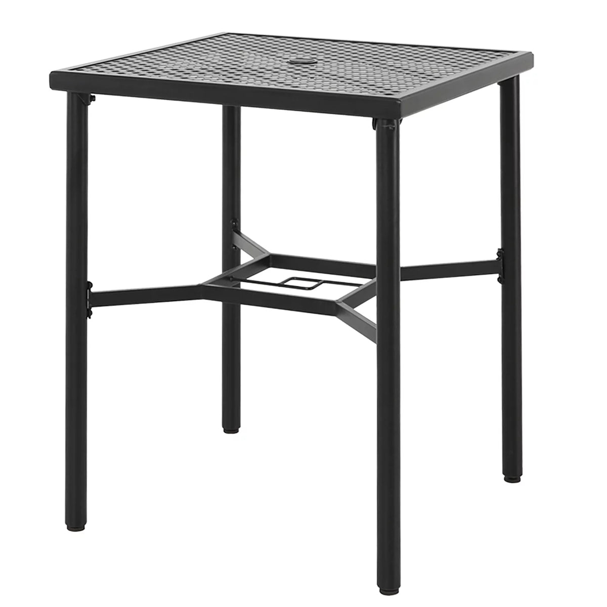 28 inch Black Steel Outdoor Bar Table with Umbrella Hole K37385