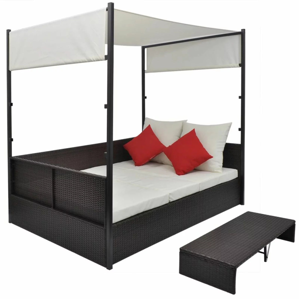 Brown Poly Rattan Patio Bed with Canopy U11760