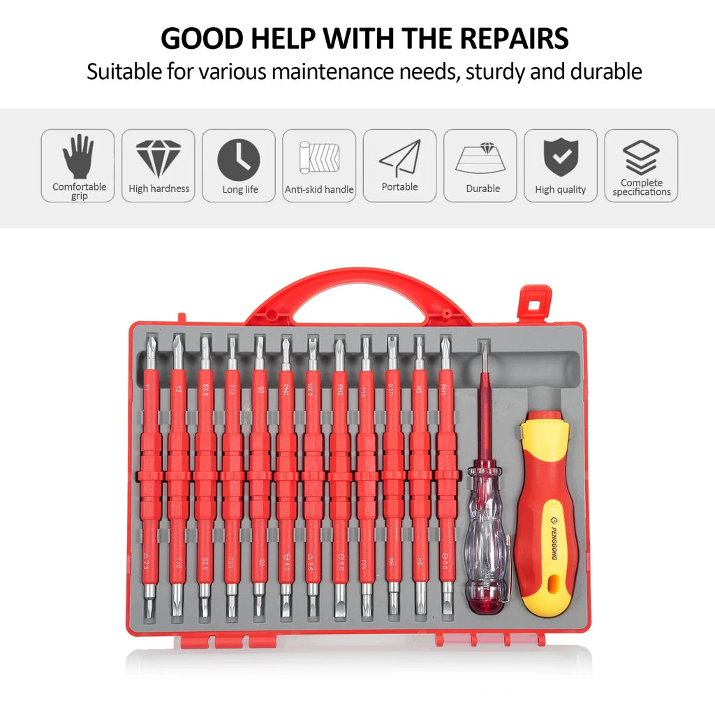 12 Pcs Screwdriver and Test Pencil Set Non-Slip Handle S90963