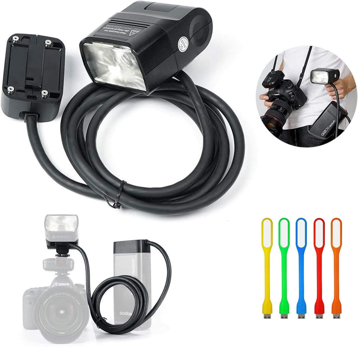 200W Extension Flash Head with 2M Cable Portable Off-Camera Light Lamp Z65804