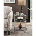 Three Tier Round End Table in Chrome/Glass V6059