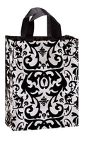 Medium Black Frosted Plastic Shopping Bags Case of 100 P377836