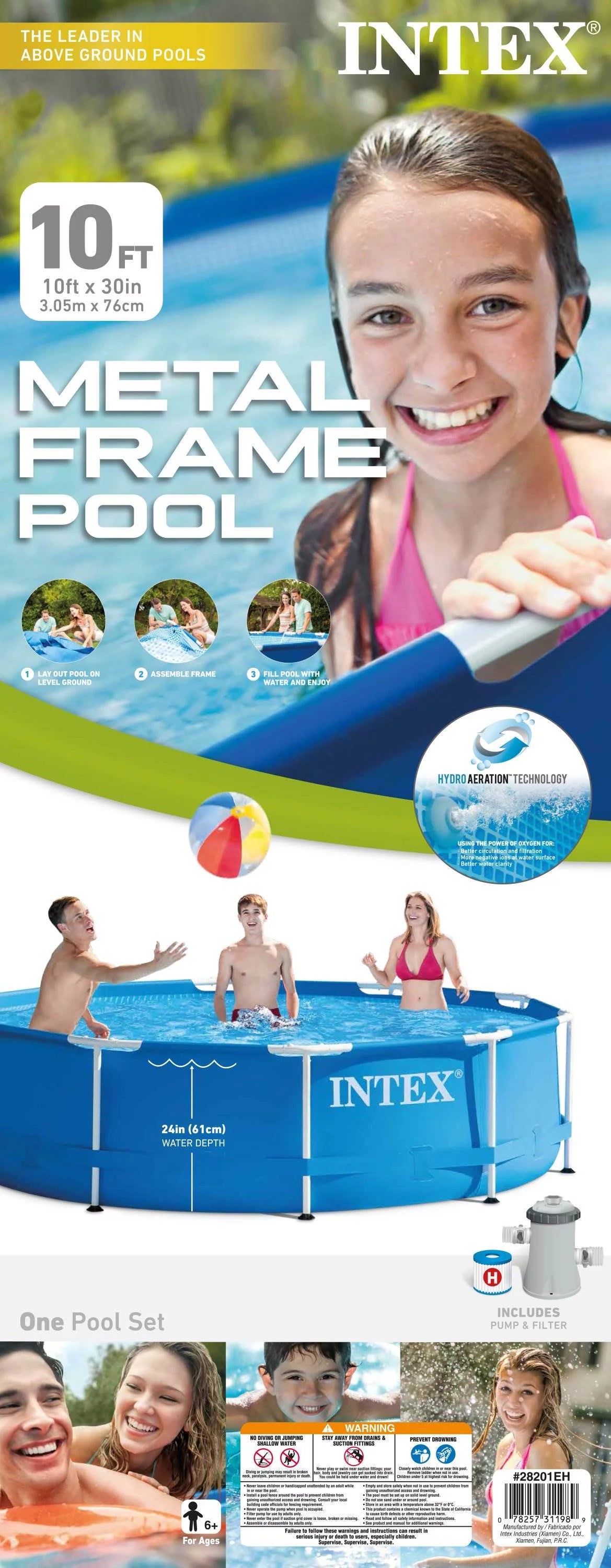 10ft x 30in Metal Frame Above Ground Swimming Pool Set with Filter Pump D380021