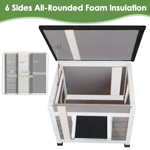 Insulated Weatherproof Cat House with Asphalt Roof K48126