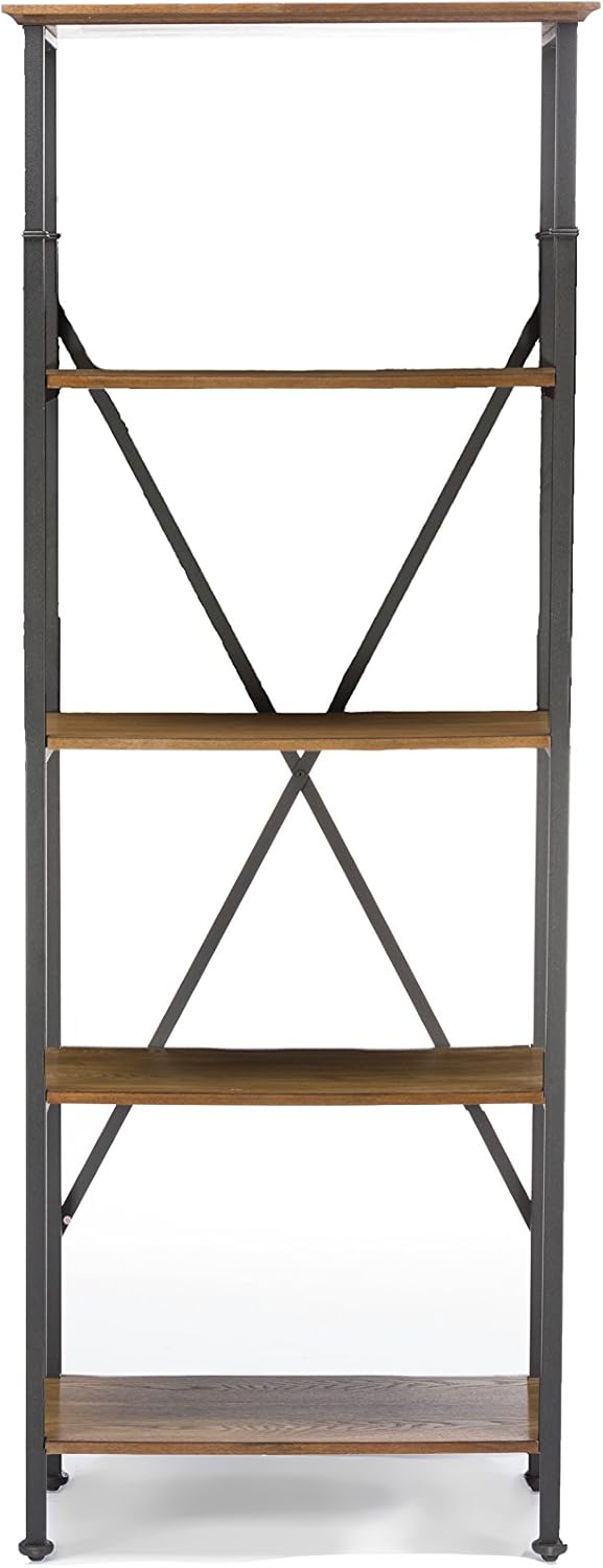 Brown Wood and Metal Bookcase O80655