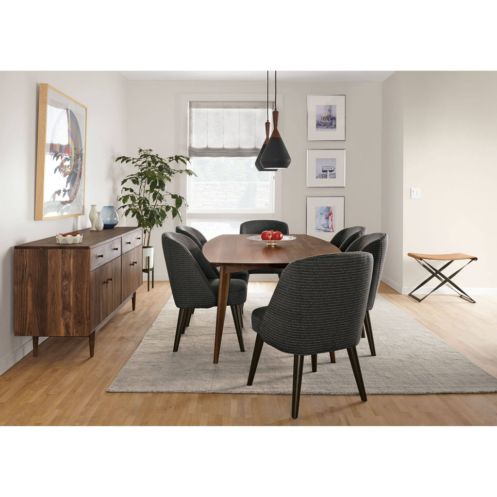 Modern Cora Side Chair in Sumner Linen with Charcoal Legs White Brown Performance Fabric R609613