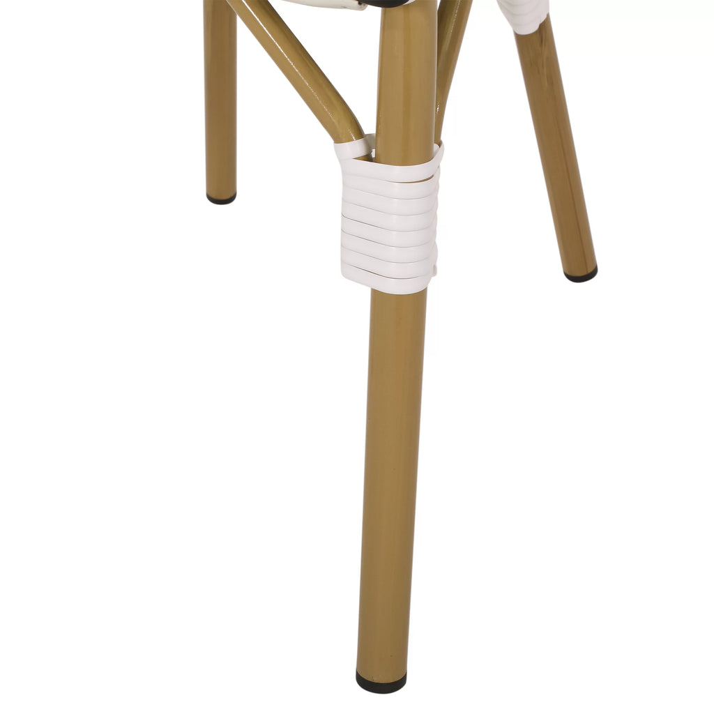 Set of 2 Black White Bamboo Finish Bistro Chair J321