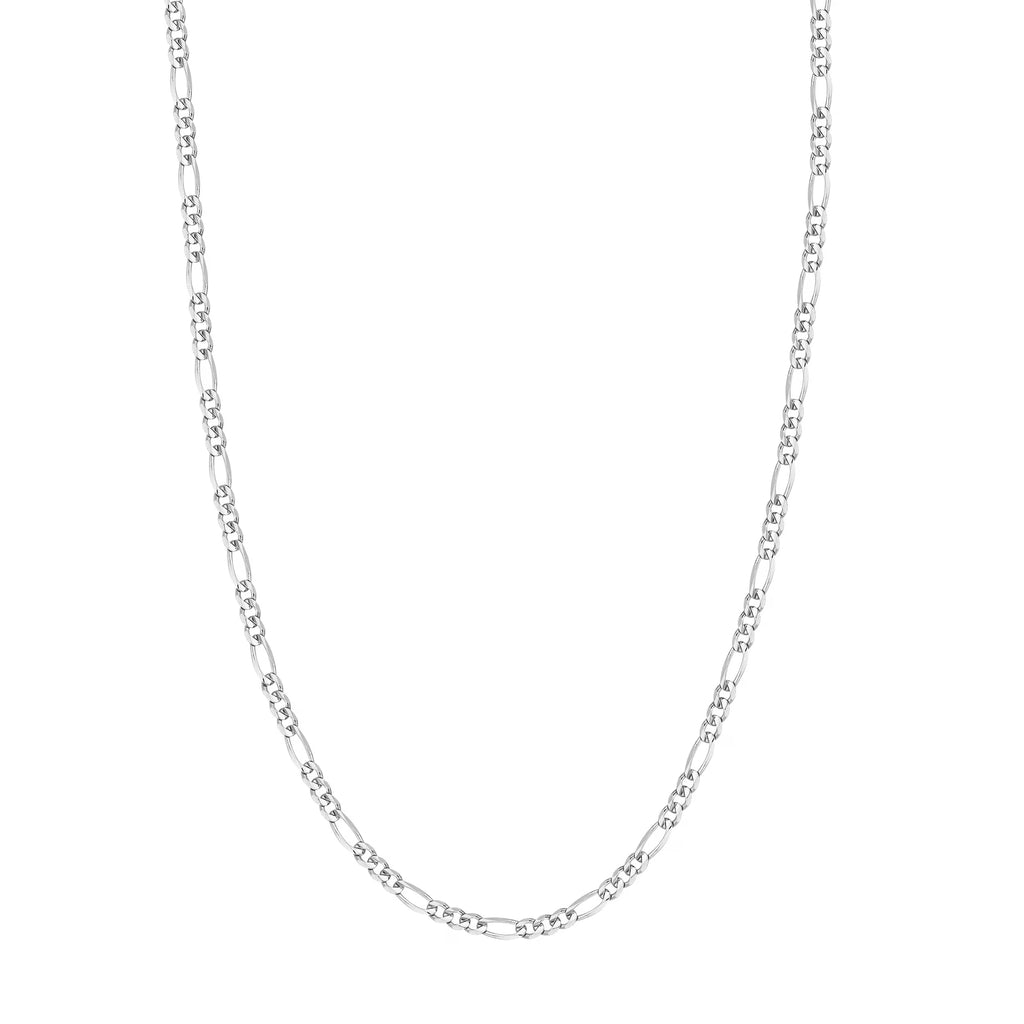 14K White Gold 20" Figaro Chain Necklace D341