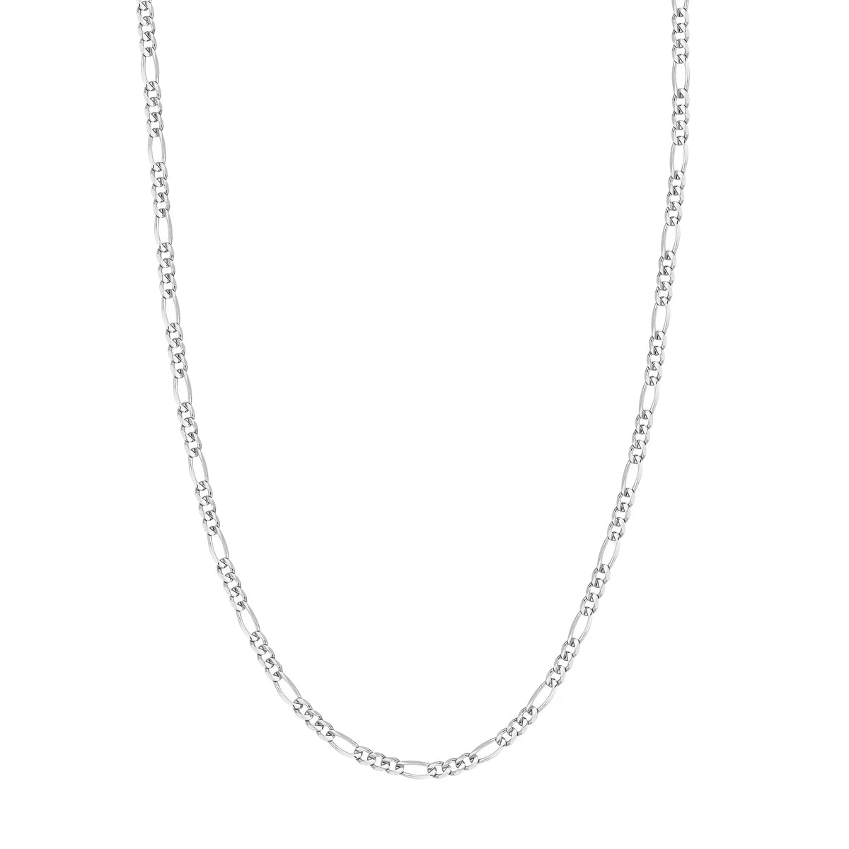 14K White Gold 20" Figaro Chain Necklace D341