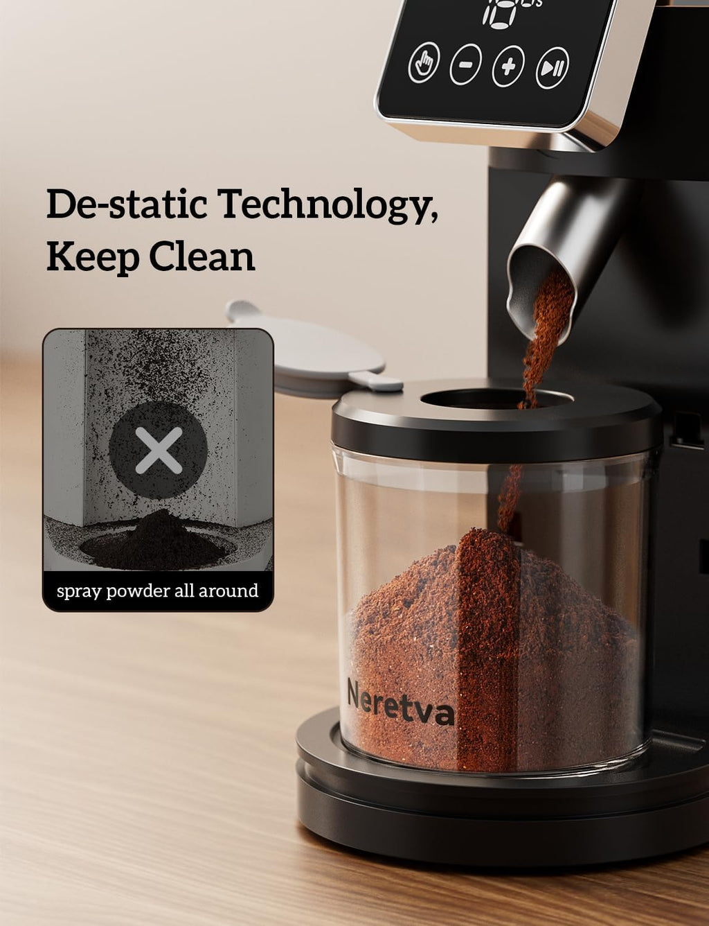 Stainless Steel Espresso Grinder with Portafilter Holder E613