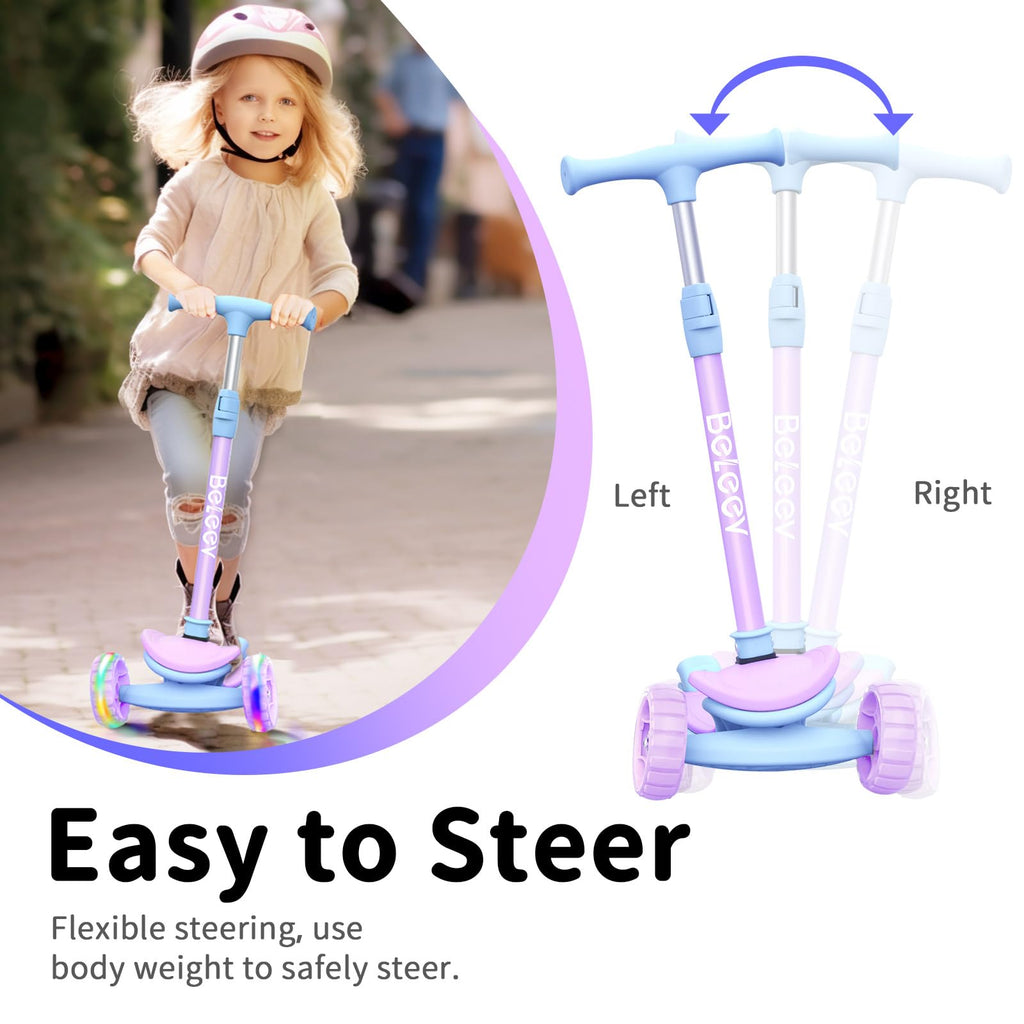 3 Wheel Folding Kick Scooter with LED Light-Up Wheels A36435