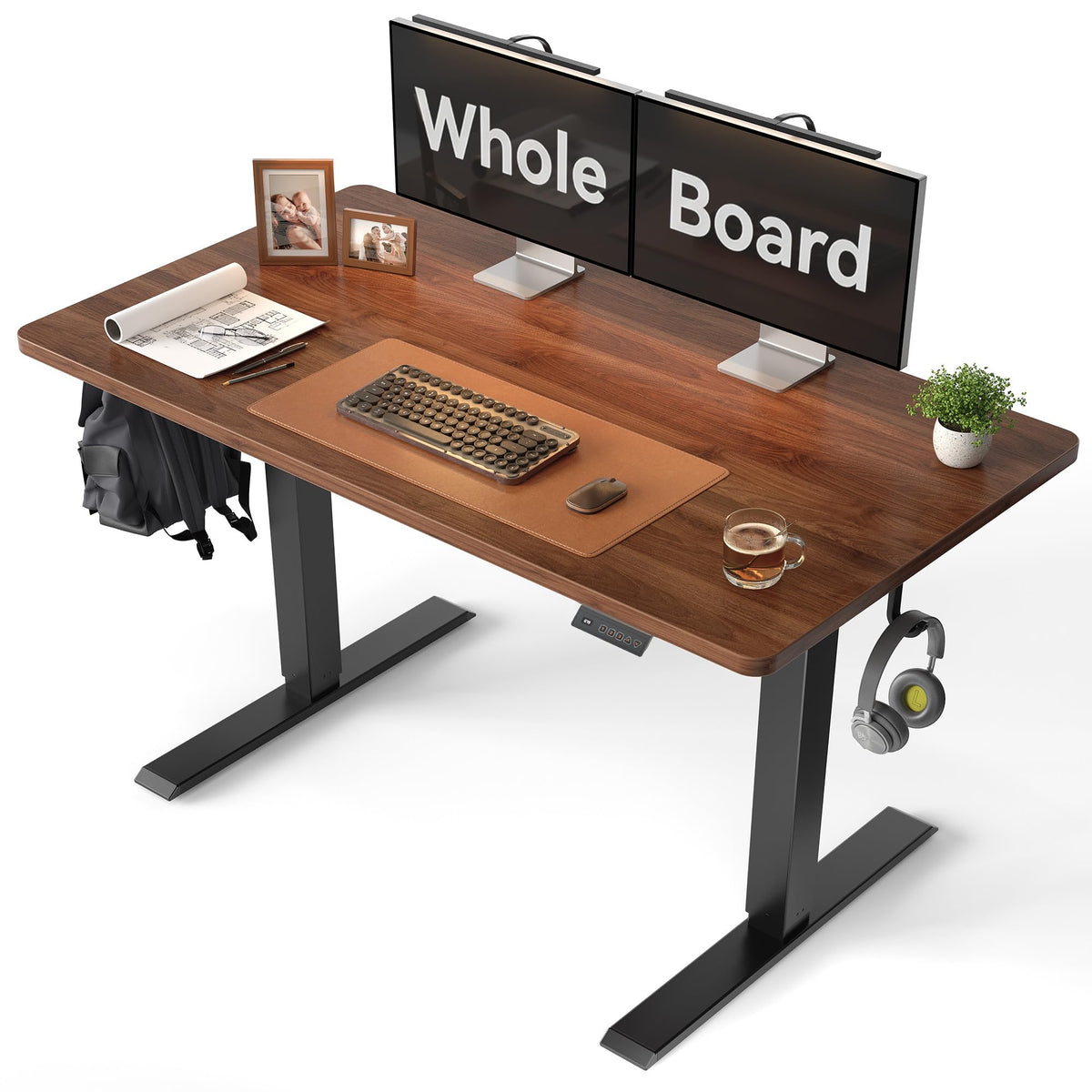 48 x 24 Black Walnut Adjustable Standing Desk H4820